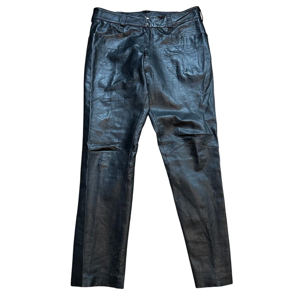 Vintage Excelled New York Leather Biker Pants Mens 38x35 Black Motorcycle